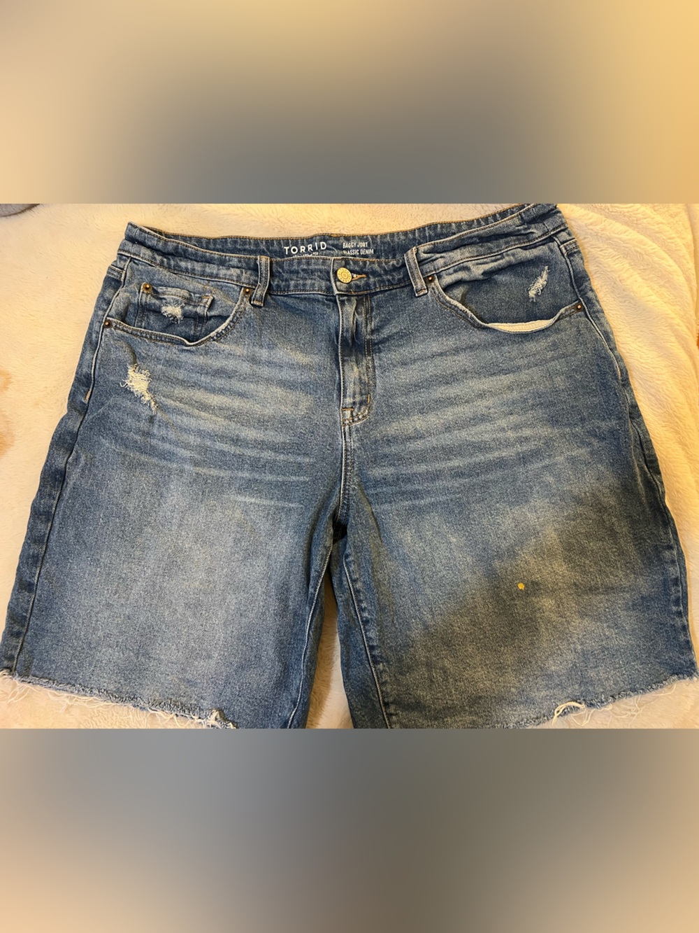 torrid Blue Distressed Denim Baggy Jorts Bermuda Shorts